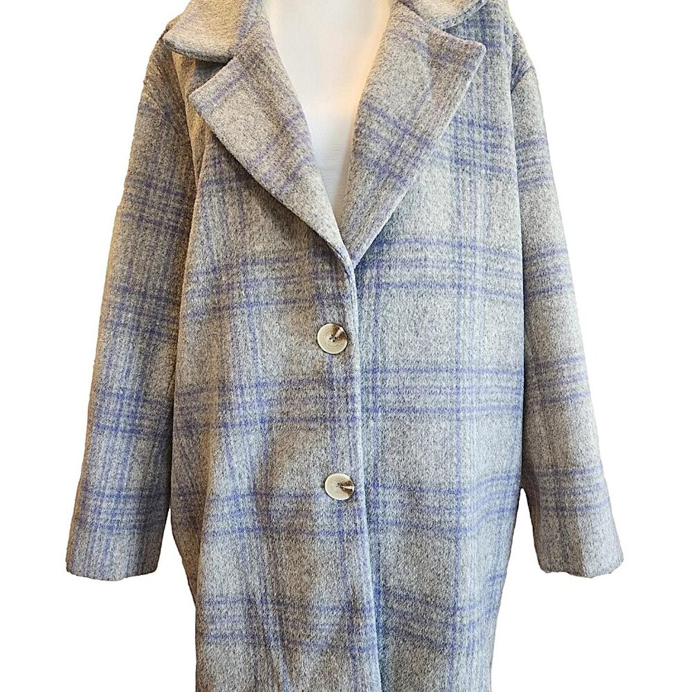 Sans Souci 15% Wool Mid-length Coat - Large - Lavender and Grey - Picture 3 of 5
